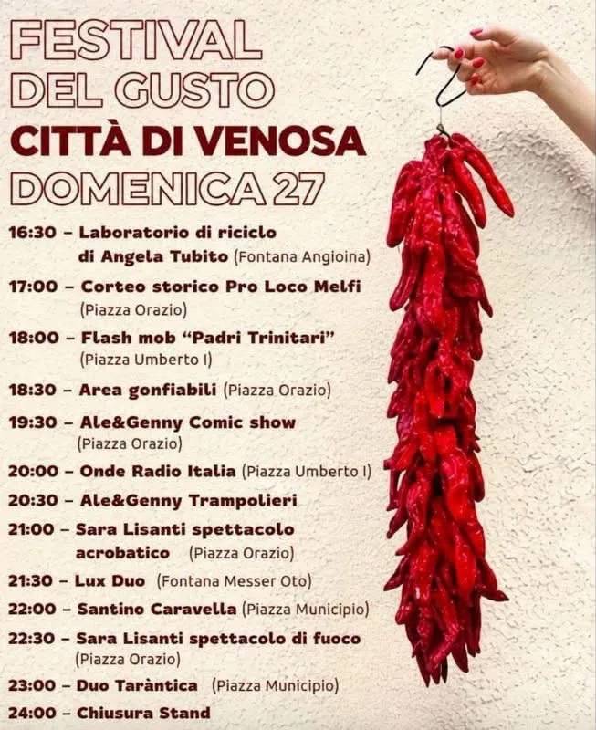 Locandina Festival del Gusto 2026 a Venosa (Potenza)