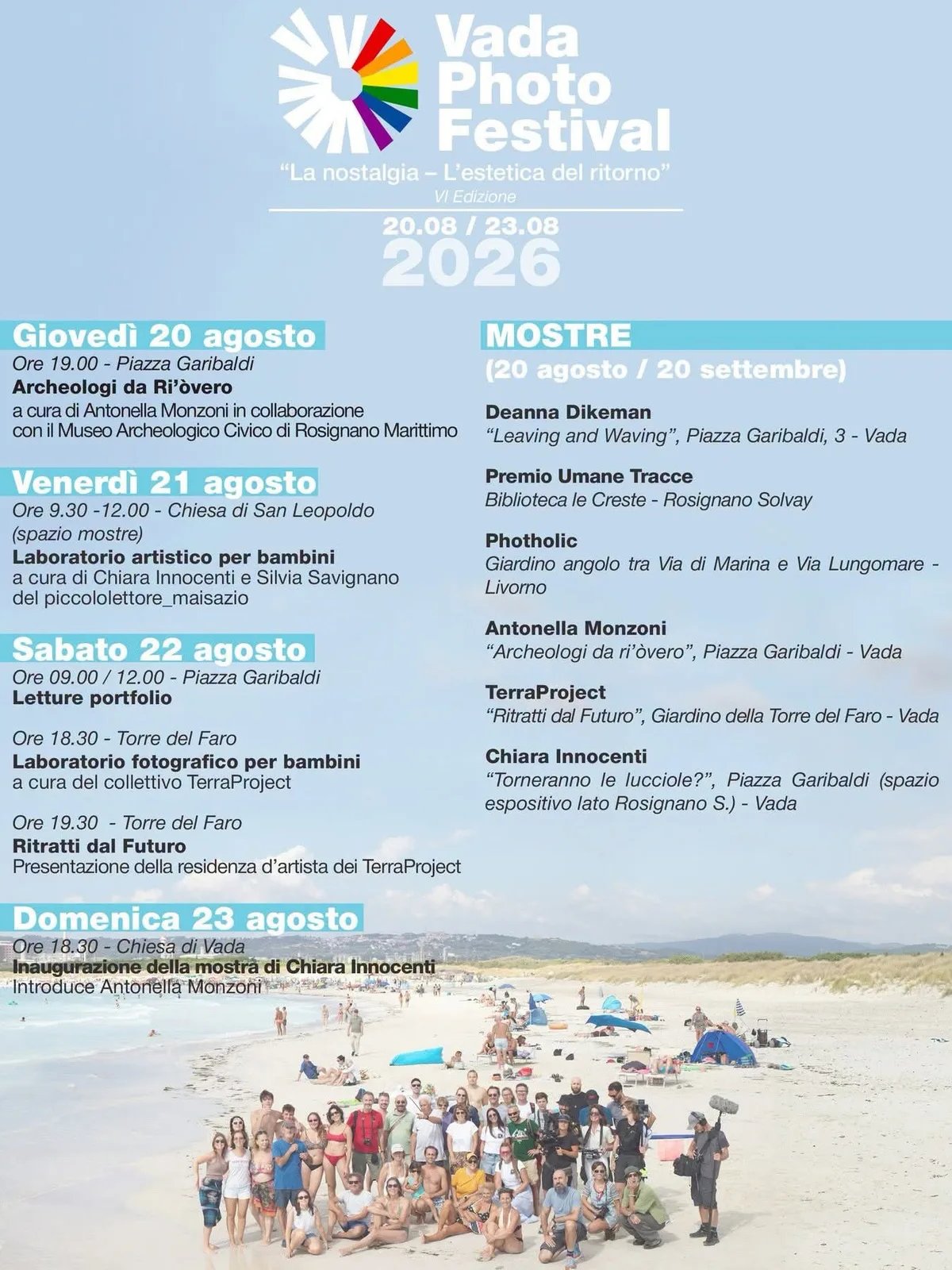 Locandina calendario eventi agosto 2026 a Rosignano Marittimo (Livorno)