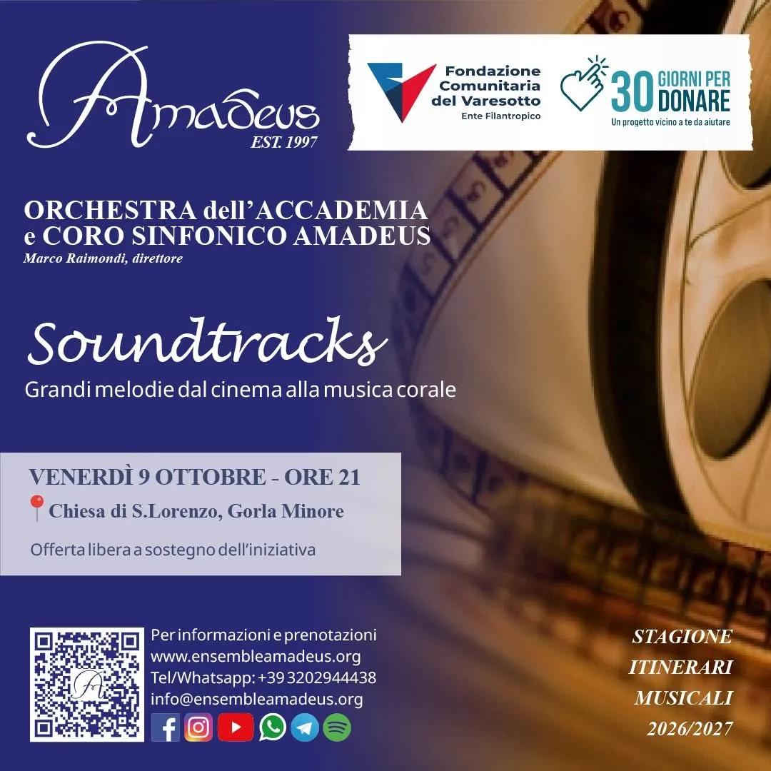 Locandina A Gorla Minore un viaggio concerto tra le musiche che hanno fatto grande il cinema con Amadeus venerdì 9 ottobre a Gorla Minore (Varese)