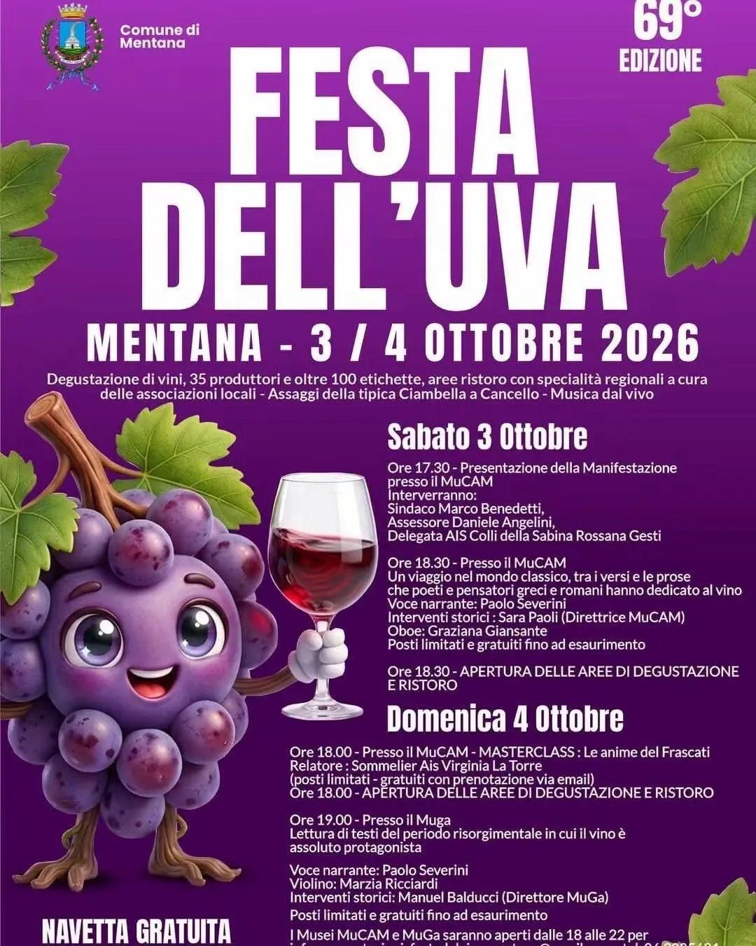 Locandina Festa dell'Uva 2026 a Mentana (Roma)