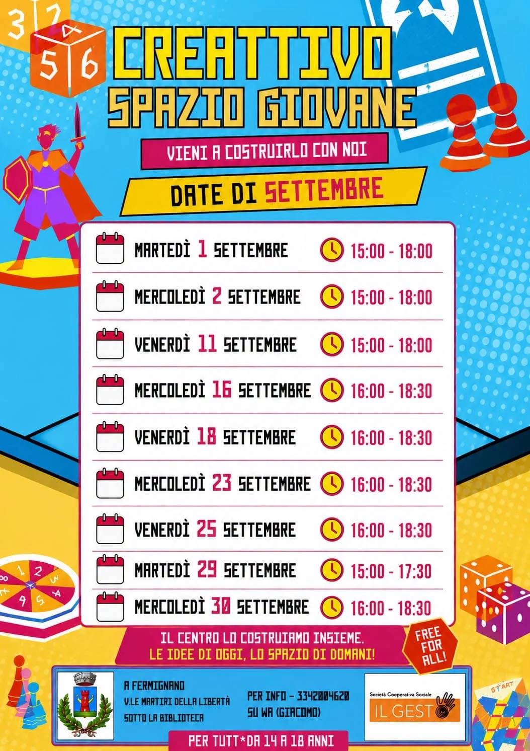 Locandina calendario eventi settembre 2026 a Fermignano (Pesaro e Urbino)