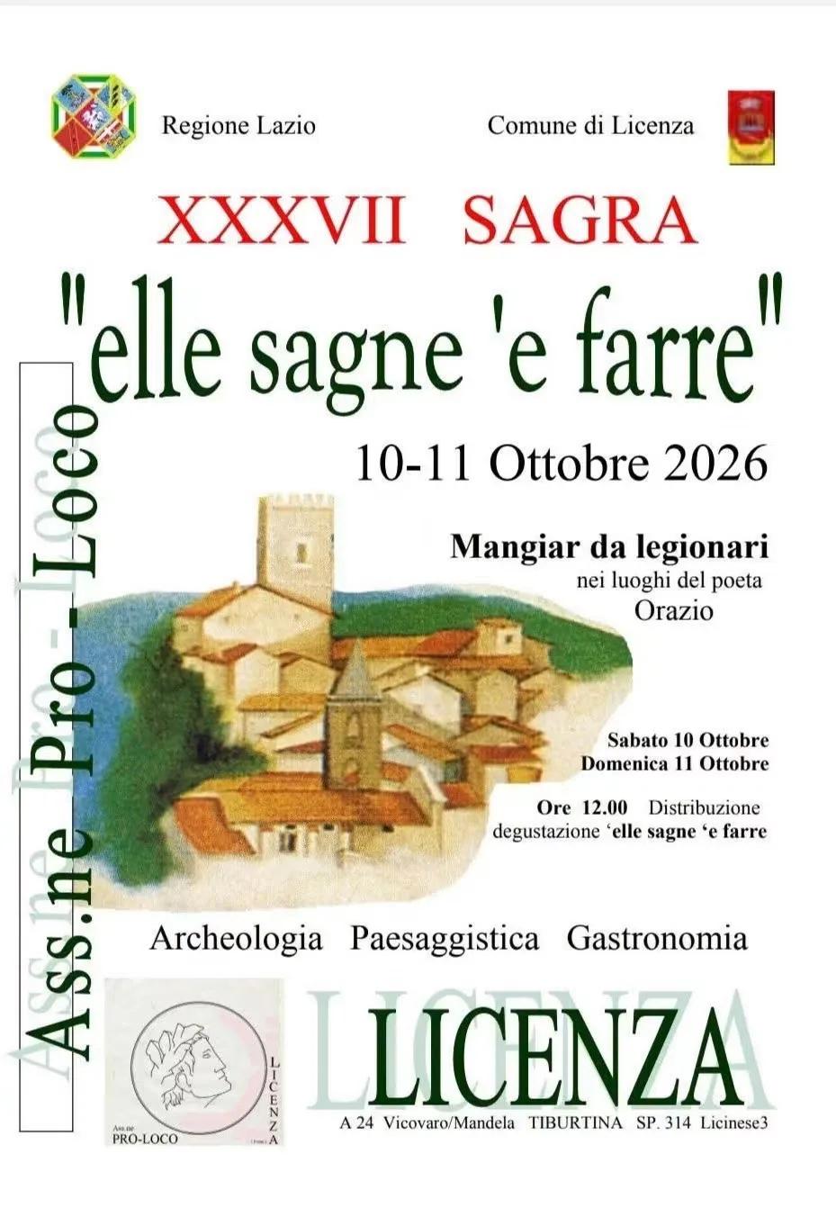 Locandina 37ª Sagra "elle sagne 'e farre" 2026 a Licenza (Roma)