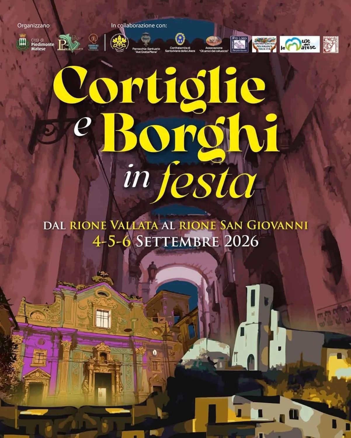 Locandina Cortiglie e Borghi in festa 2026 a Piedimonte Matese (Caserta)