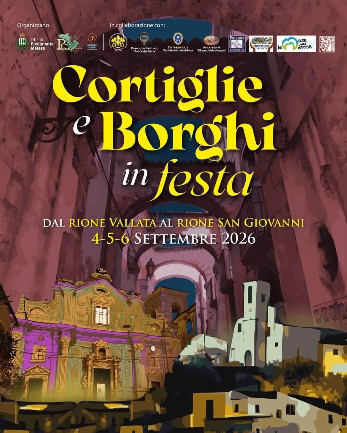 Locandina Cortiglie e Borghi in festa 2026 a Piedimonte Matese (Caserta)