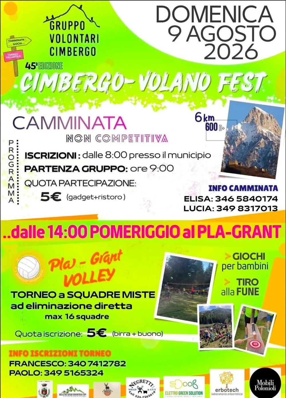 Locandina 45ª Cimbergo-Volano Fest 2026 a Cimbergo (Brescia)