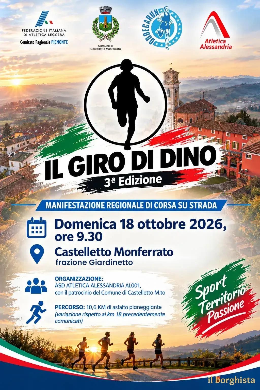 Locandina Il Giro di Dino 3ª Edizione 2026 a Castelletto Monferrato (Alessandria)