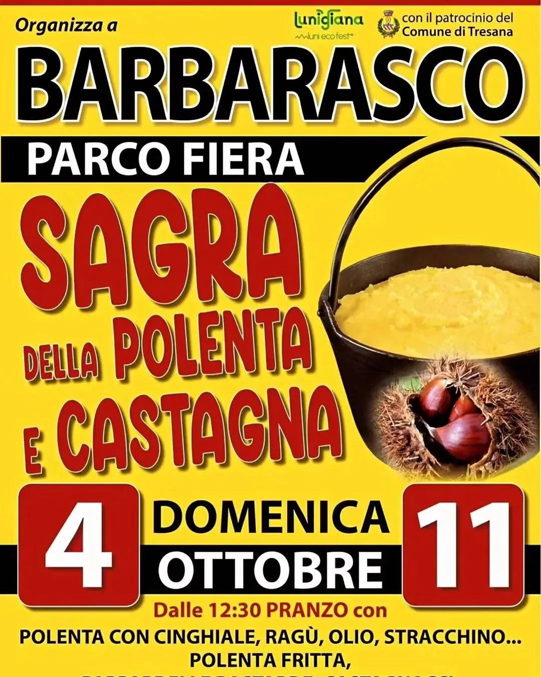 Locandina Sagra della Polenta e Castagna 2026 a Tresana (Massa-Carrara)
