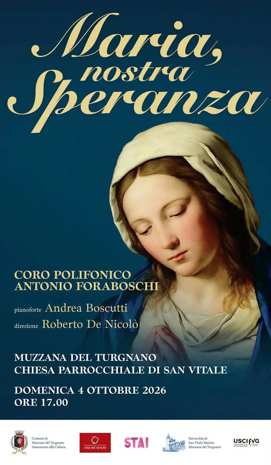 Locandina Maria, nostra Speranza 2026 a Muzzana del Turgnano (Udine)