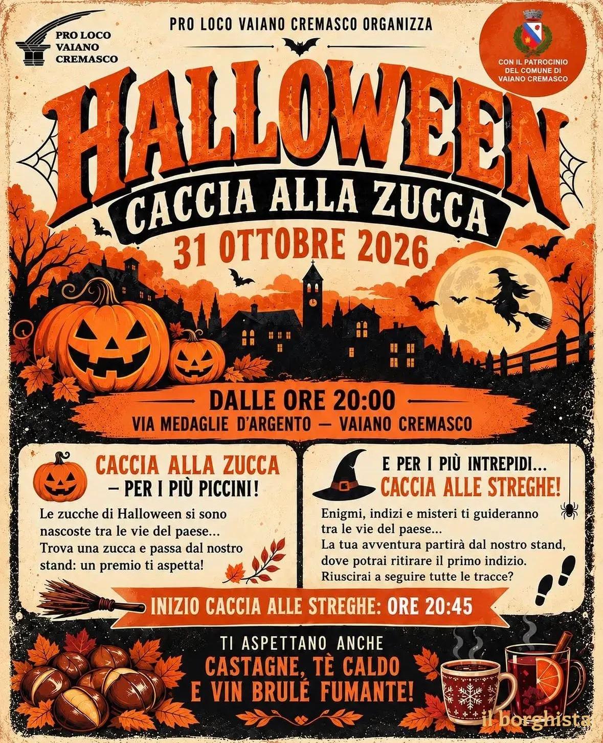 Locandina Halloween Caccia alla Zucca 2026 a Vaiano Cremasco (Cremona)