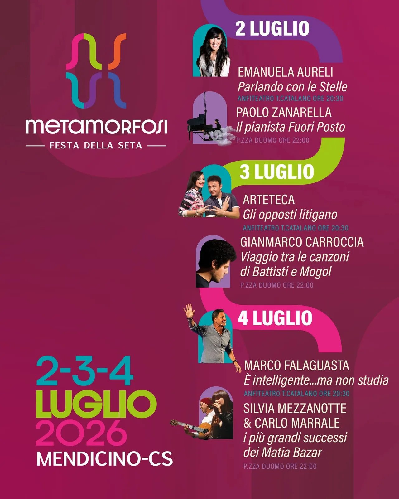 Locandina MetamoRFOSI Festa della Seta 2026 - 3 luglio a Mendicino (Cosenza)