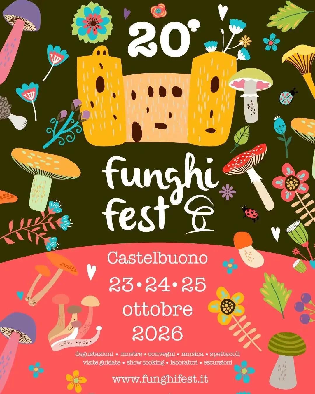 Locandina 20° Funghi Fest 2026 a Castelbuono (Palermo)
