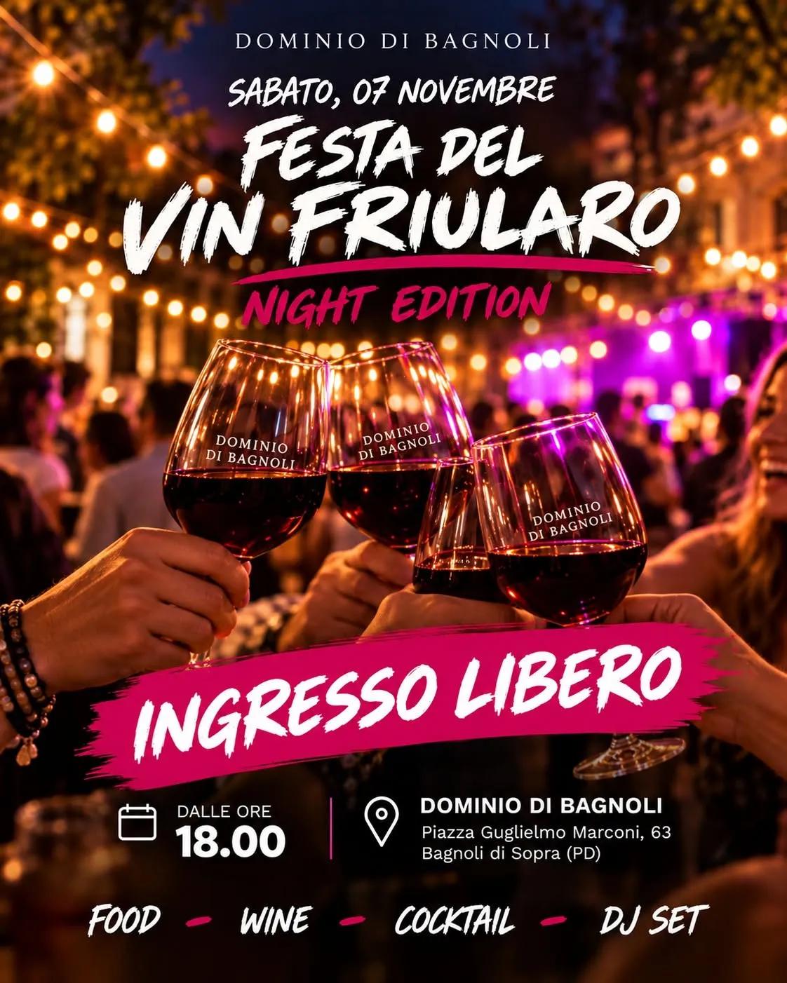 Locandina Festa del Vin Friularo a Bagnoli di Sopra (Padova)