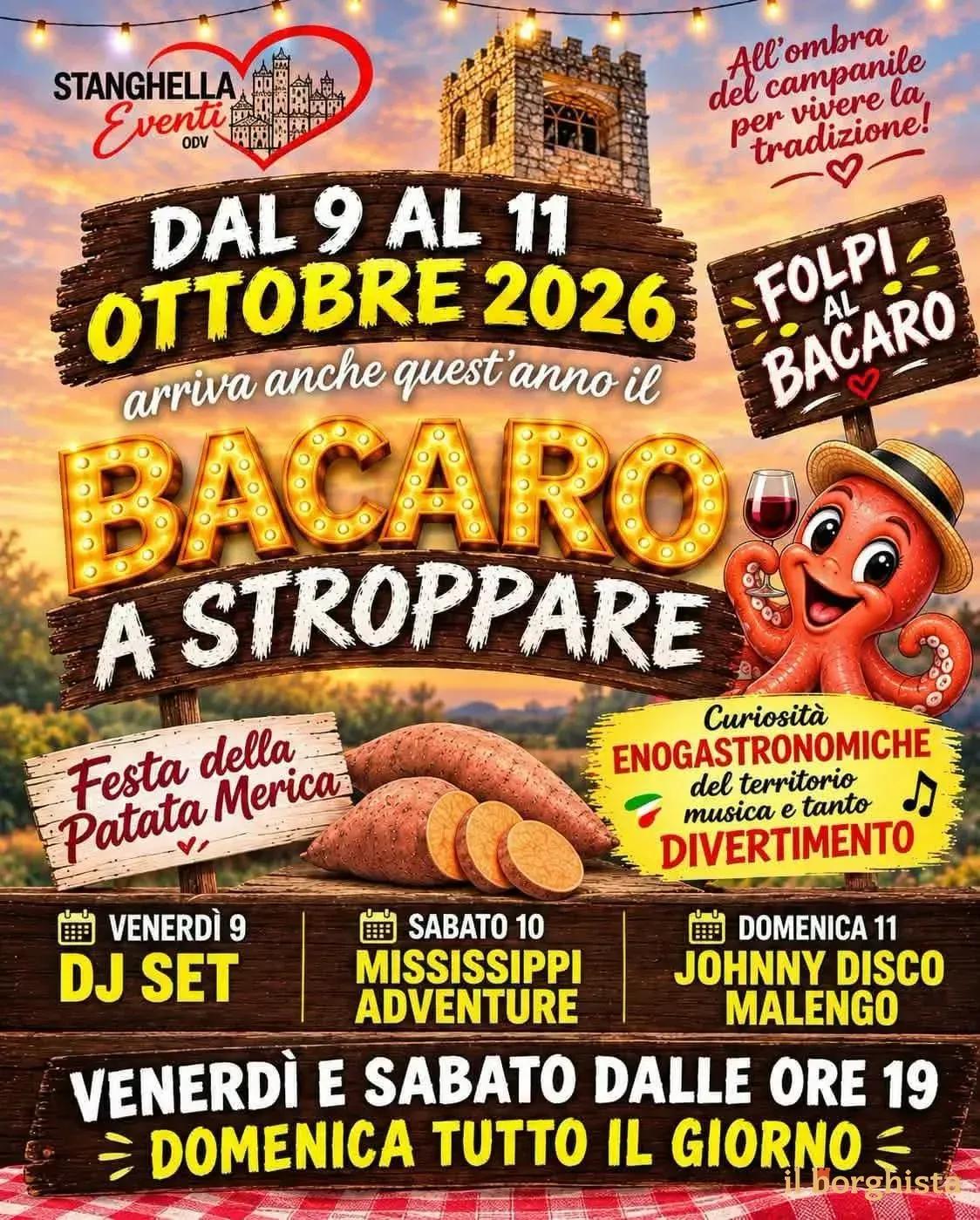 Locandina Bacaro a Stroppare — Festa della Patata Merica 2026 a Stanghella (Padova)