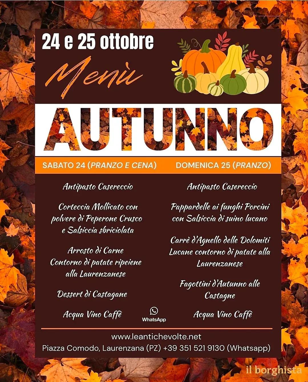 Locandina Menu Autunno Laurenzana 2026 a Laurenzana (Potenza)
