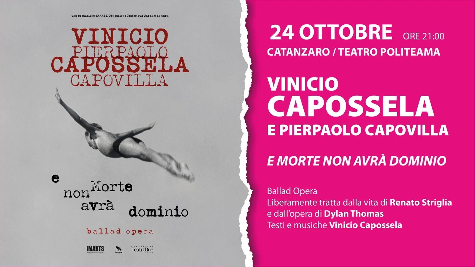Locandina Vinicio Capossela e Pierpaolo Capovilla — E Morte Non Avrà Dominio 2026 a Catanzaro (Catanzaro)