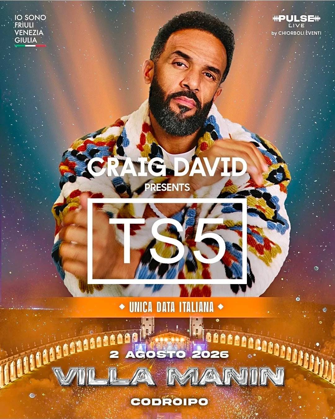 Locandina Craig David Presents TS5 2026 a Codroipo (Udine)