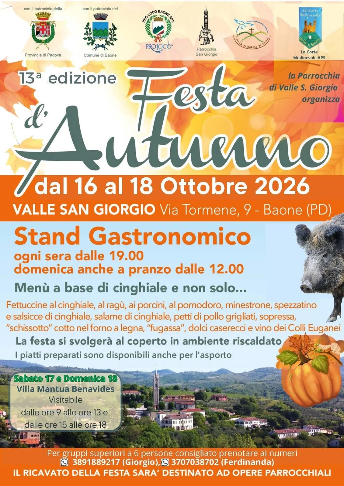 Locandina 13ª Festa d'Autunno 2026 a Baone (Padova)