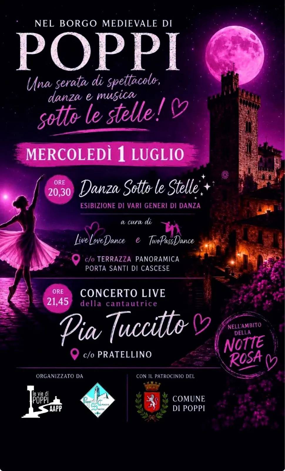 Locandina Serata di Spettacolo, Danza e Musica a Poppi 2026 a Poppi (Arezzo)