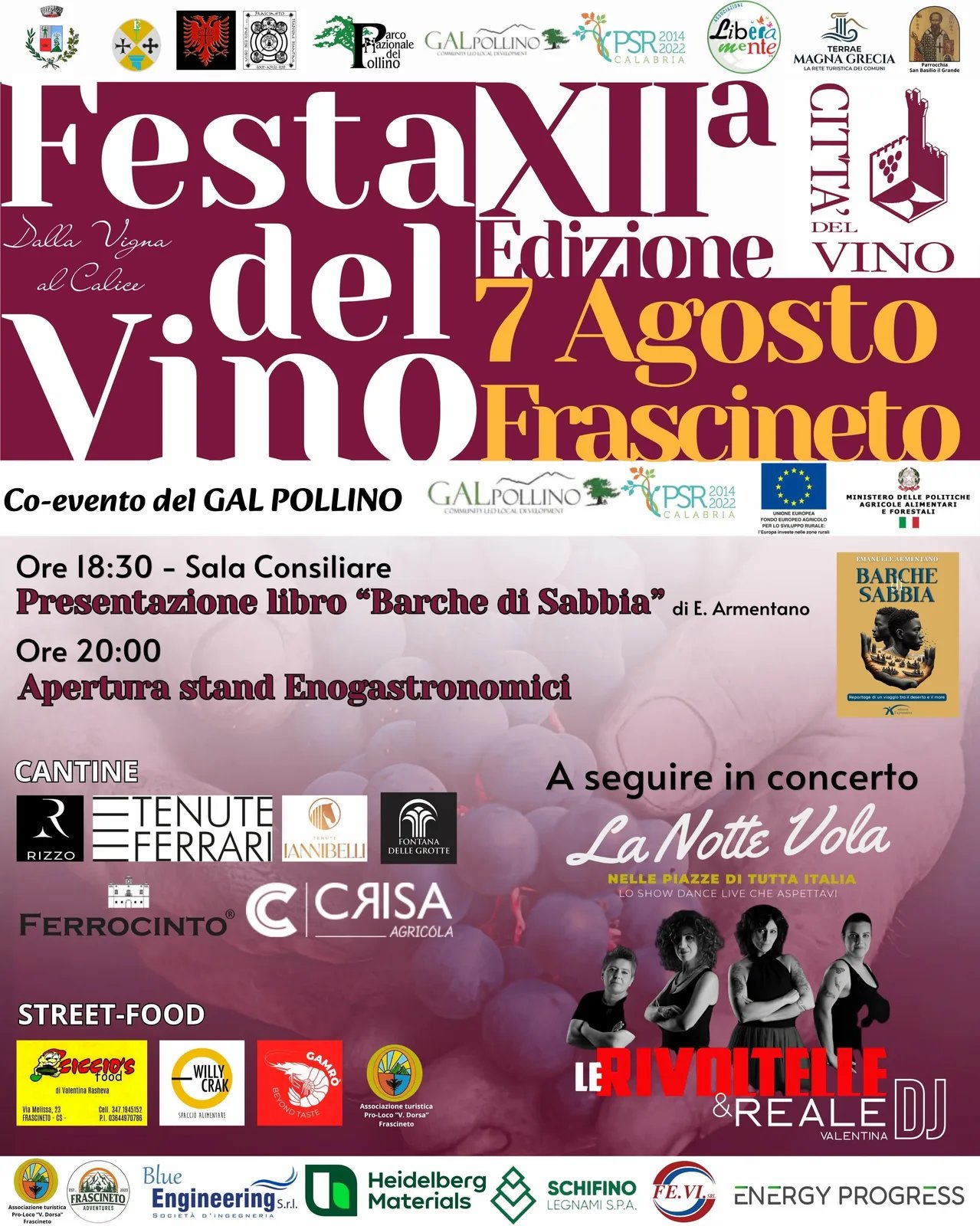 Locandina XIIª Festa del Vino 2026 a Frascineto (Cosenza)