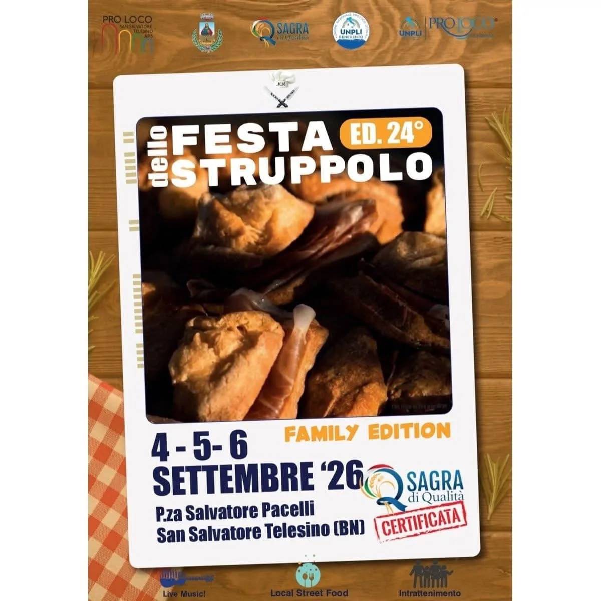 Locandina 24ª Festa dello Struppolo Family Edition 2026 a San Salvatore Telesino (BN)