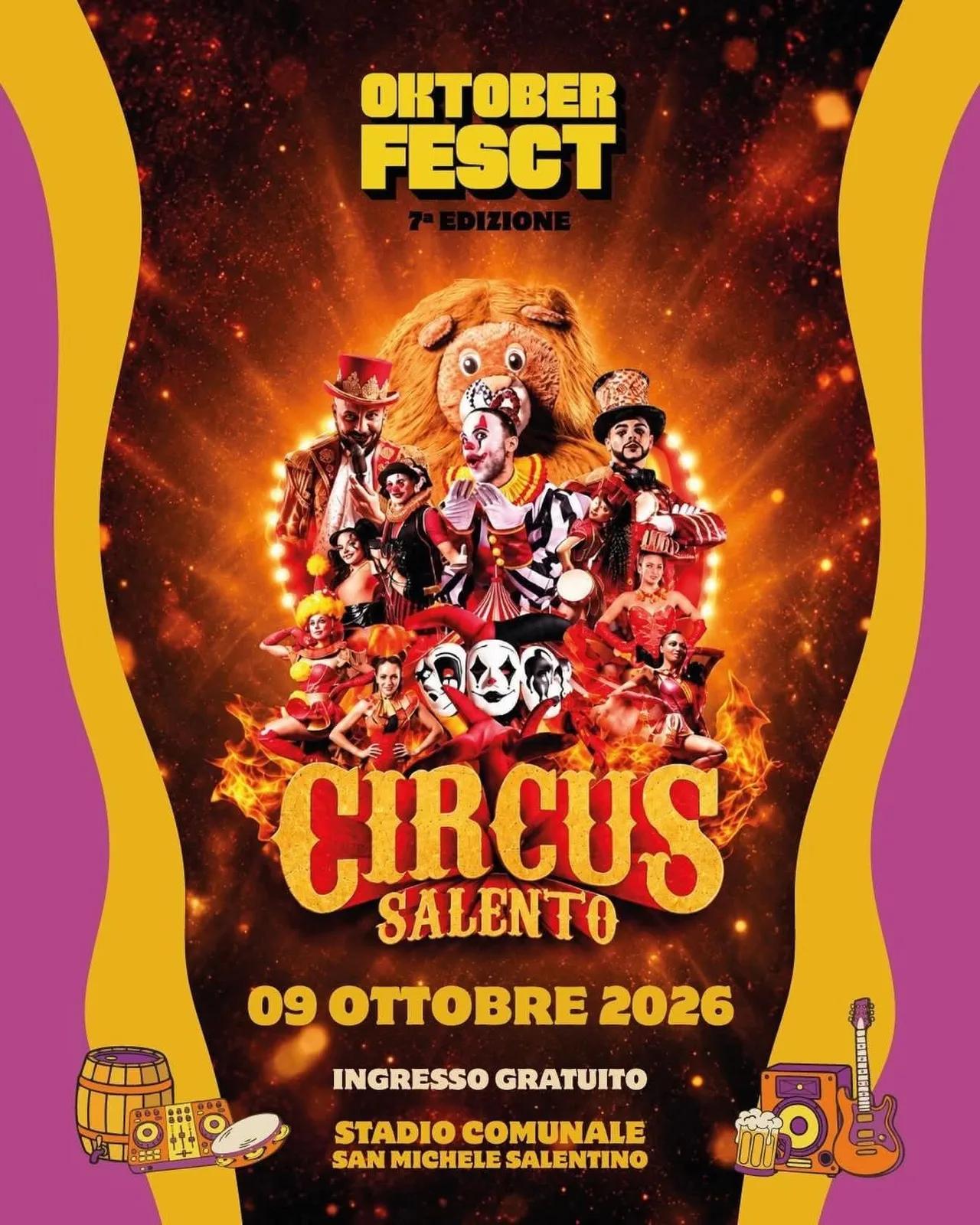 Locandina 7ª Edizione Oktober Fesct Circus Salento 2026 a San Michele Salentino (Brindisi)
