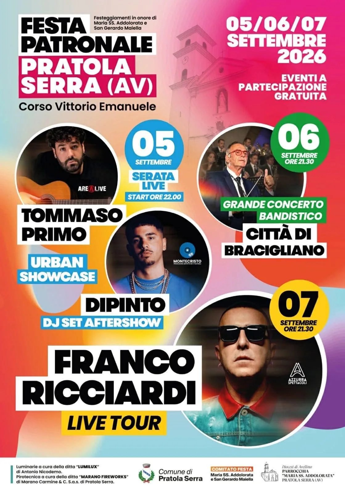 Locandina Festeggiamenti per i Santi Patroni di Pratola Serra: Maria Santissima Addolorata e San Gerardo Maiella 2026 a Pratola Serra (Avellino)