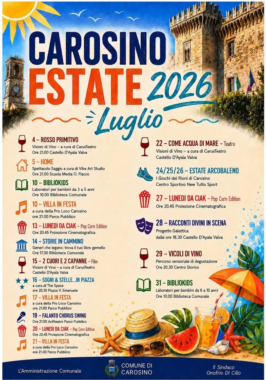 Locandina Carosino Estate 2026 - Luglio Eventi a Carosino (Taranto)