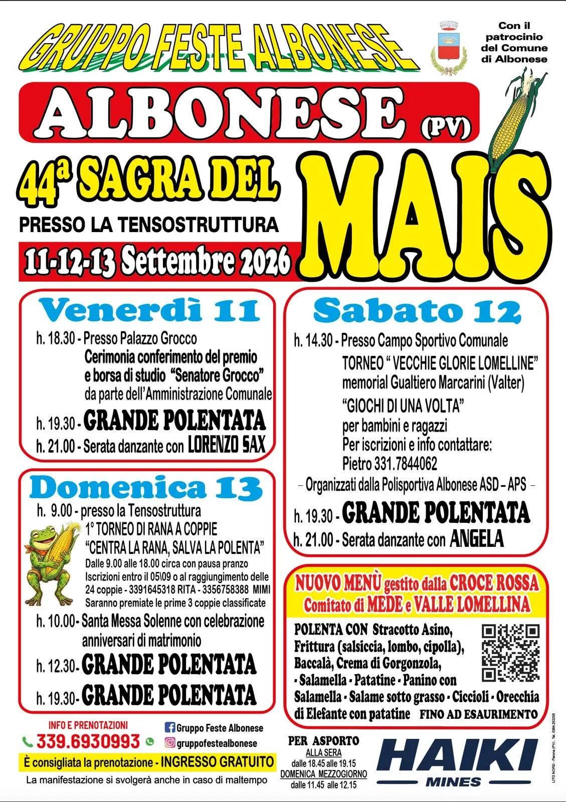 Locandina Sagra del Mais 2026 a Albonese (Pavia)