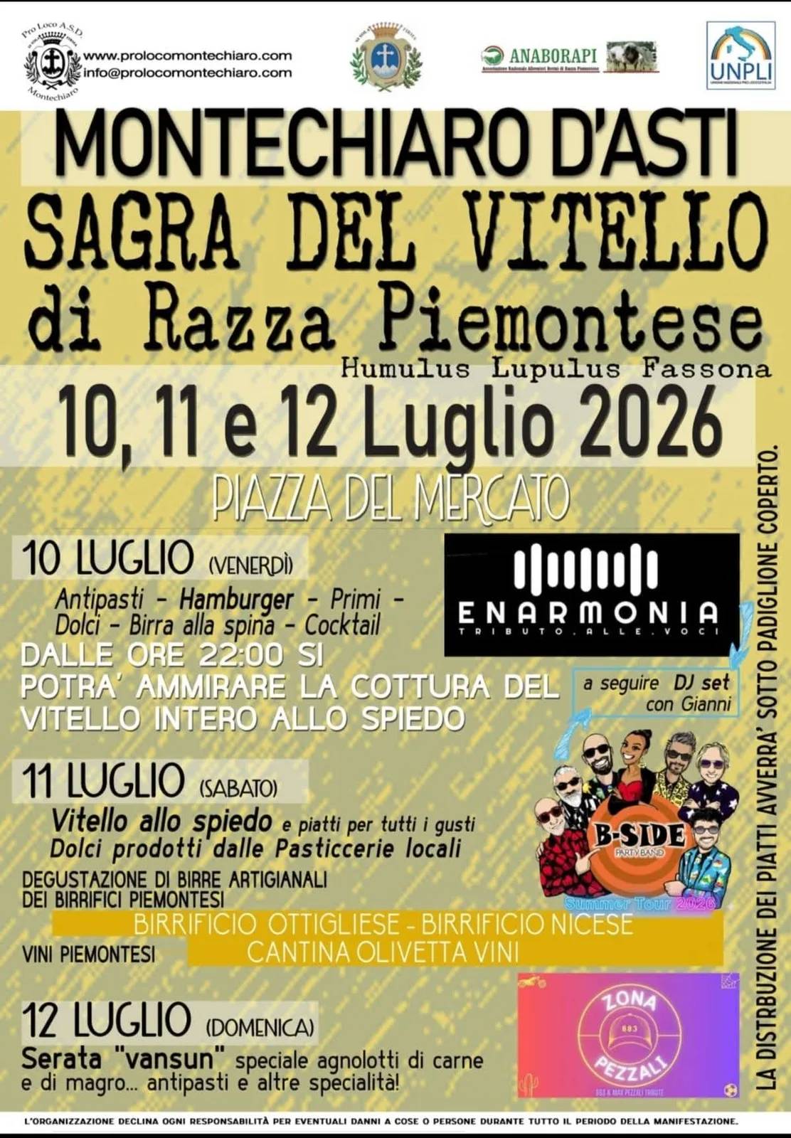Locandina Sagra del Vitello di Razza Piemontese 2026 a Montechiaro d'Asti (Asti)