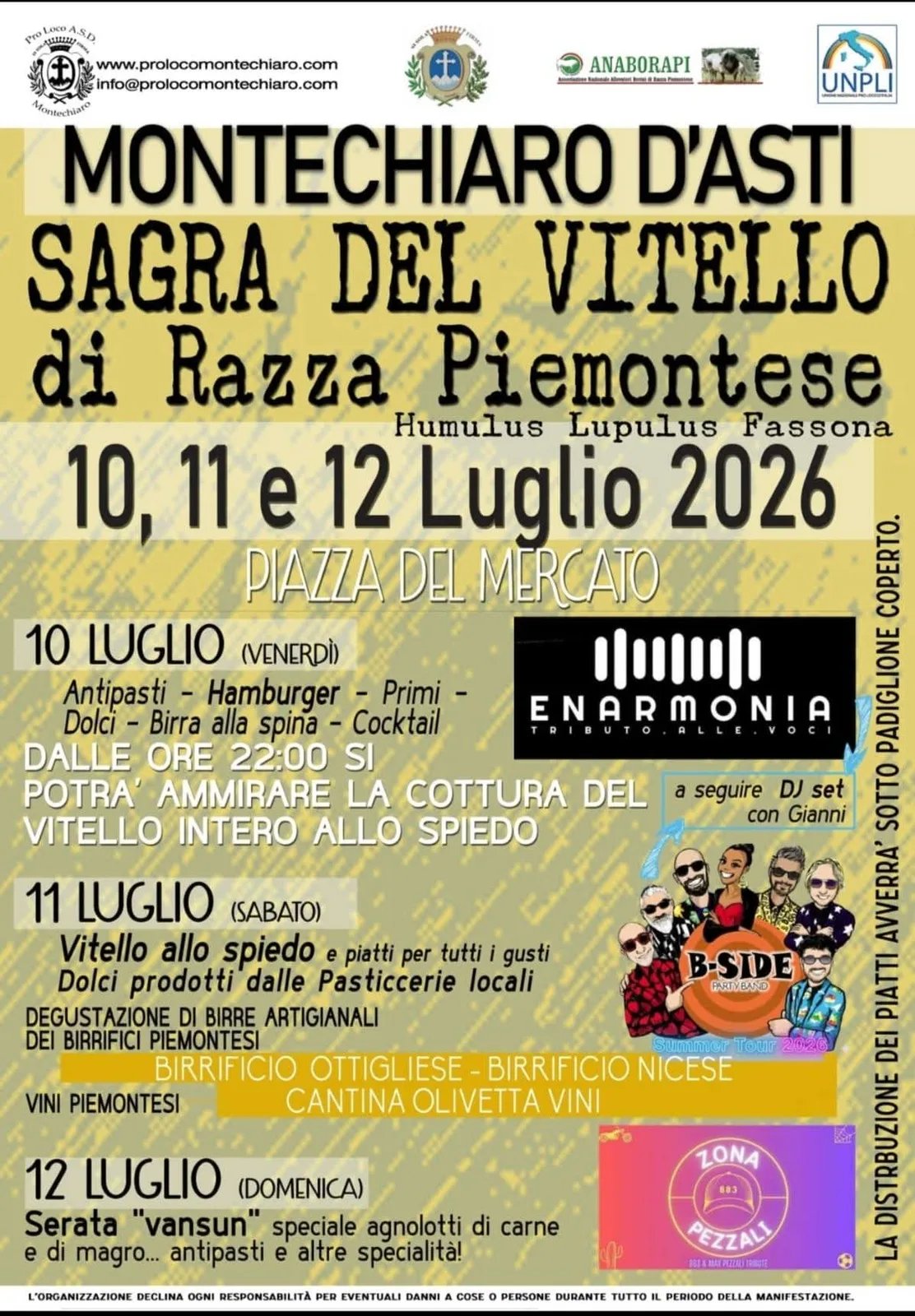 Locandina Sagra del Vitello di Razza Piemontese 2026 a Montechiaro d'Asti (Asti)