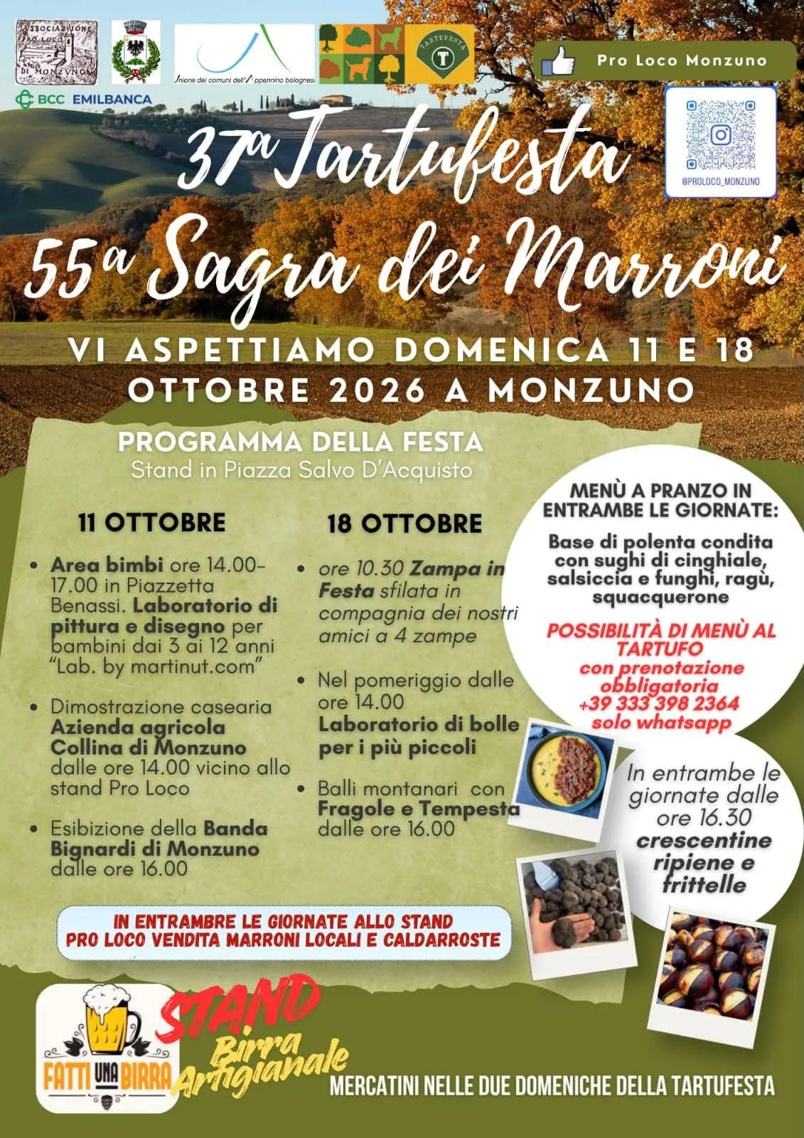 Locandina Tartufesta / Sagra dei Marroni 2026 a Monzuno (Bologna)