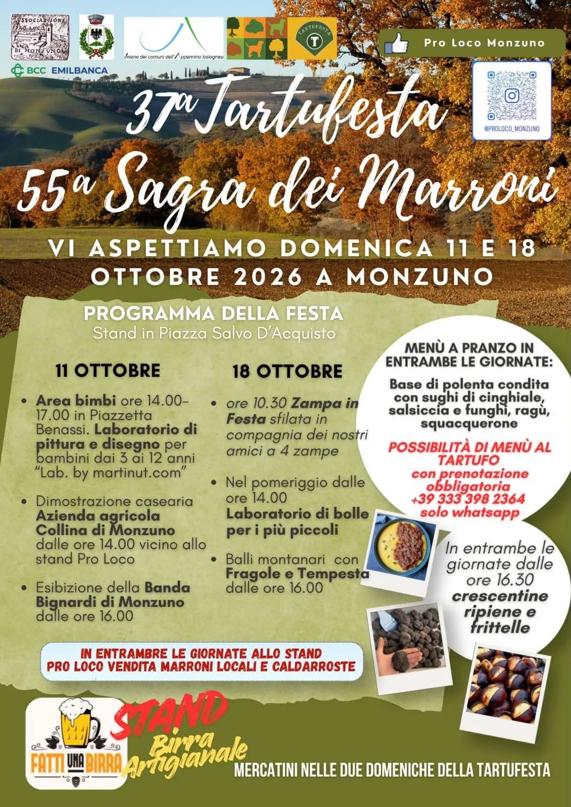 Locandina Tartufesta / Sagra dei Marroni 2026 a Monzuno (Bologna)