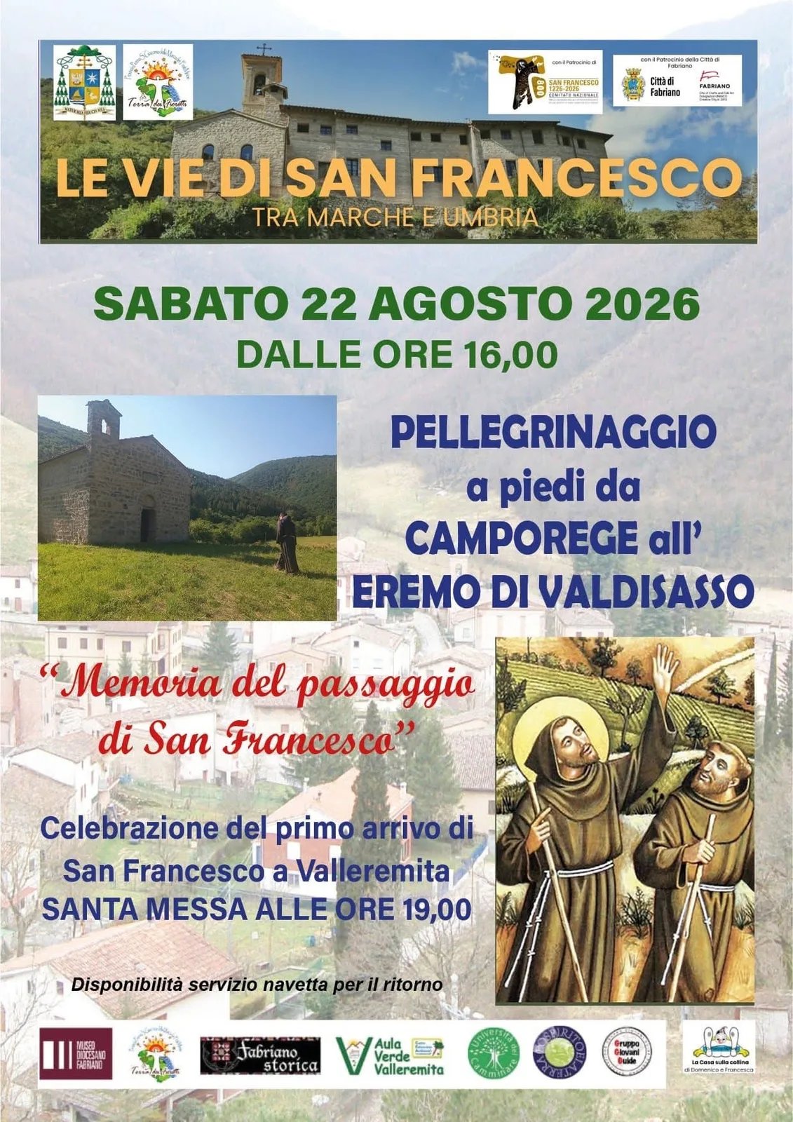 Locandina Le Vie di San Francesco 2026 a Fabriano (Ancona)