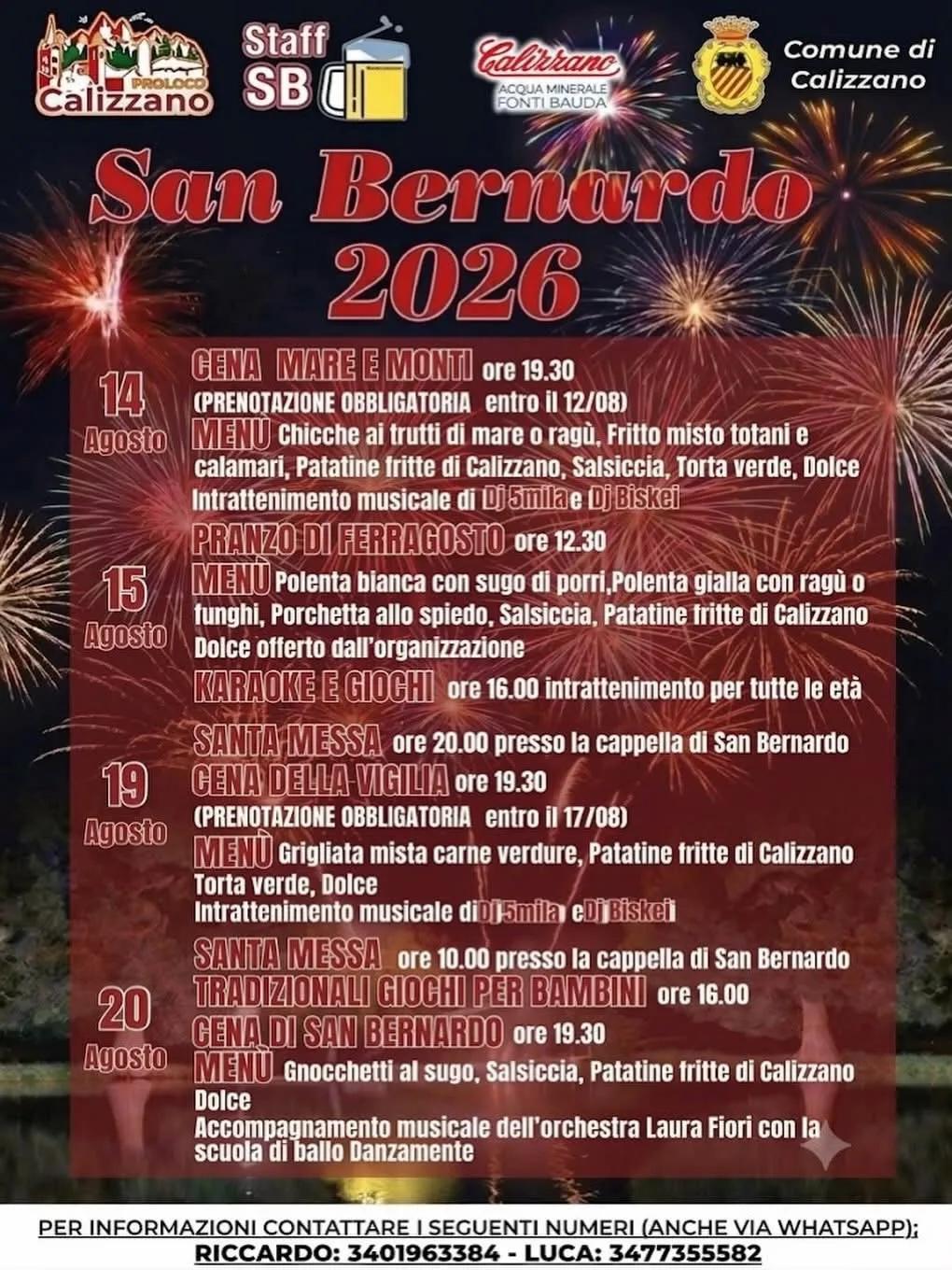 Locandina San Bernardo 2026 a Calizzano (Savona)