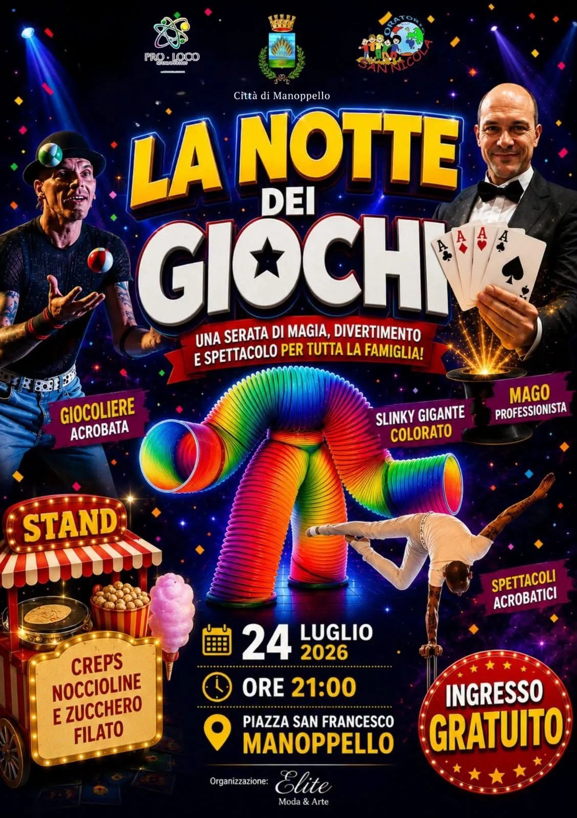 Locandina La Notte dei Giochi 2026 a Manoppello (Pescara)