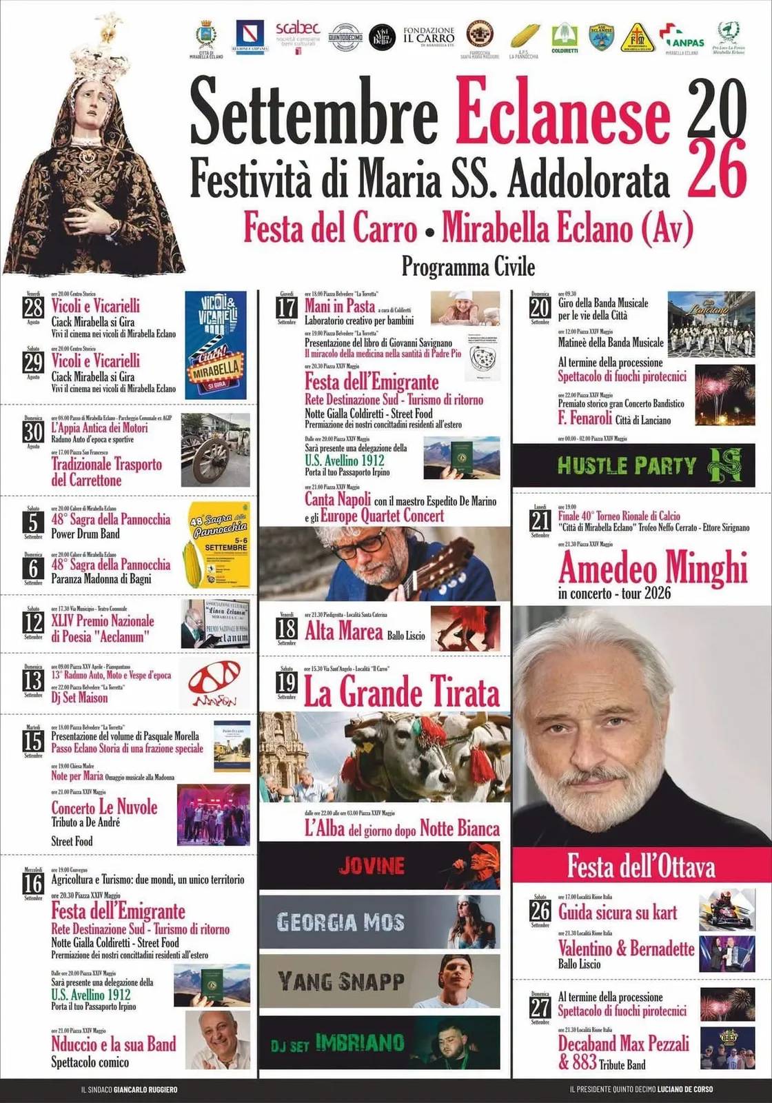 Locandina calendario eventi estate 2026 a Mirabella Eclano (Avellino)