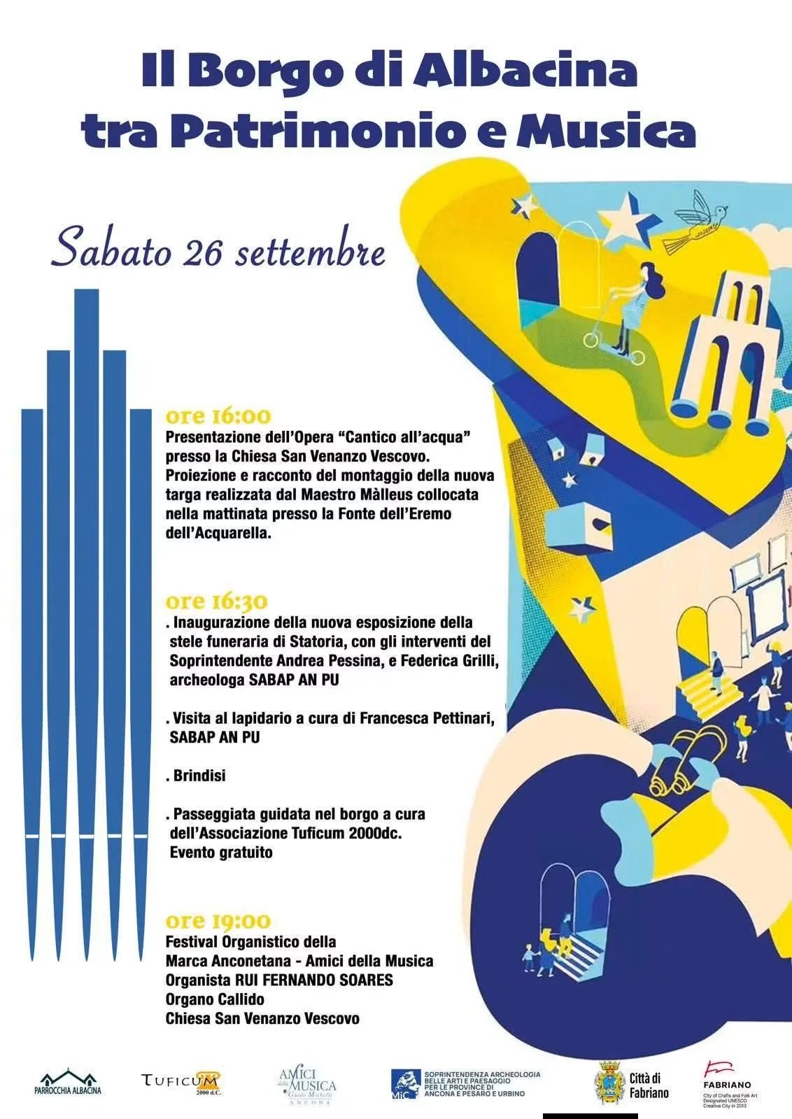 Locandina Il Borgo di Albacina tra Patrimonio e Musica 2026 a Fabriano (AN)