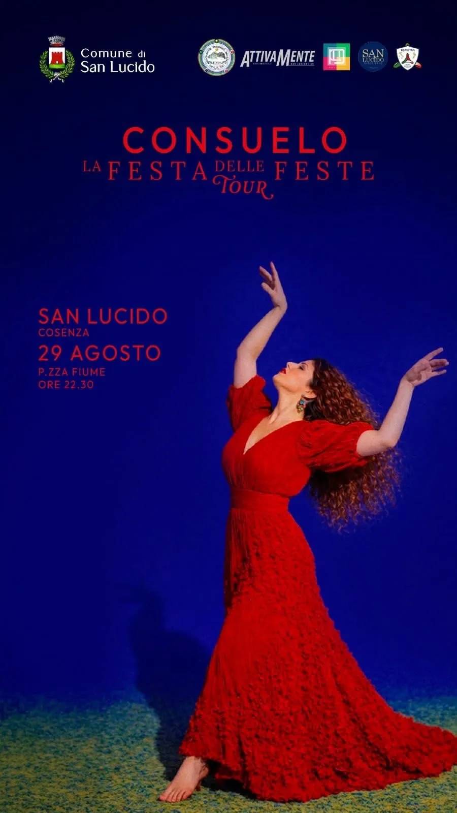 Locandina Consuelo La Festa delle Feste Tour 2026 a San Lucido (Cosenza)
