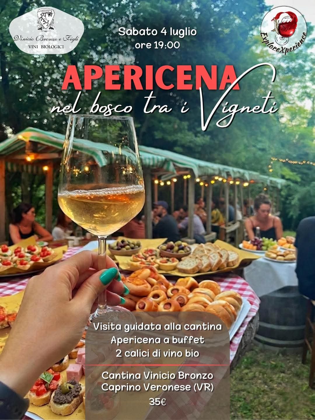 Locandina Apericena nel bosco tra vigneti a Caprino Veronese (Verona)