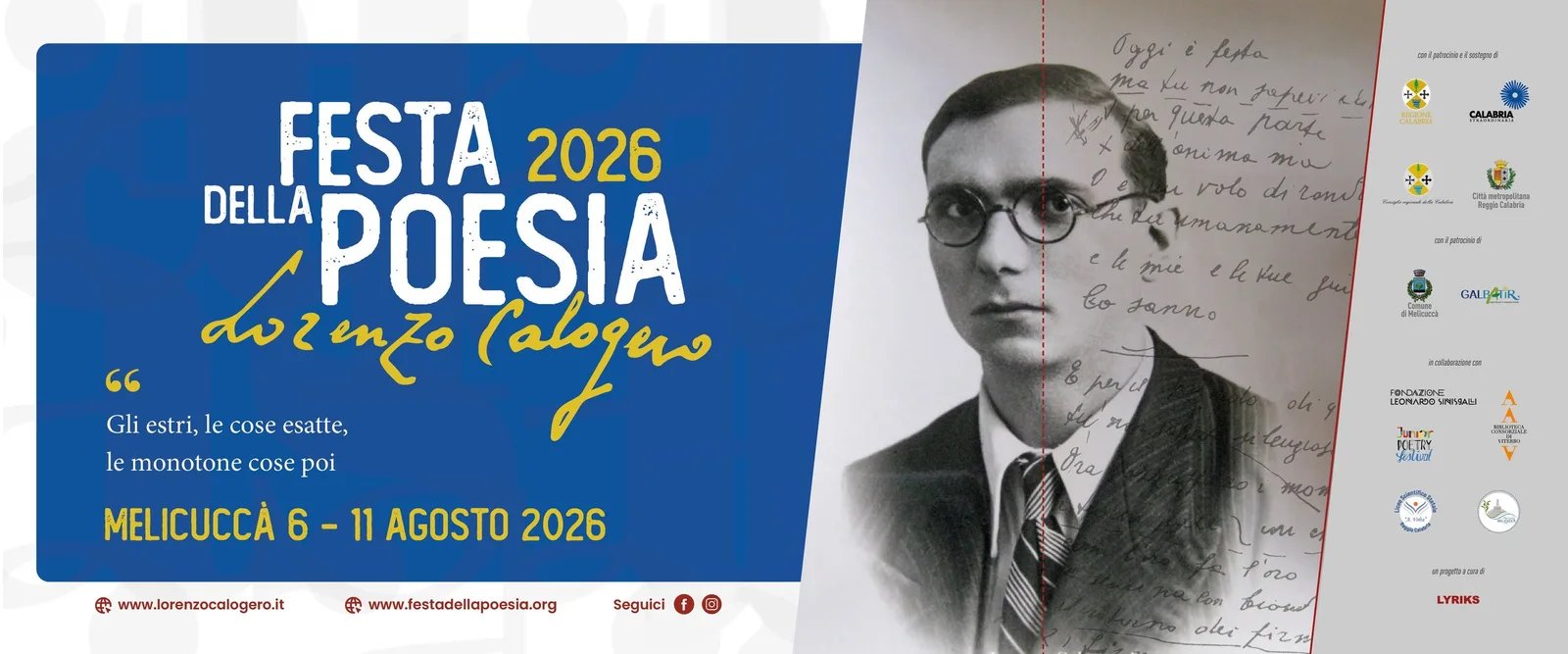 Locandina Festa della Poesia Lorenzo Calogero 2026 a Melicuccà (Reggio Calabria)
