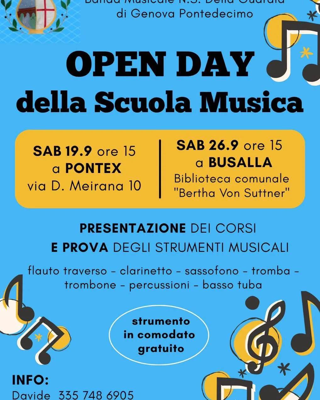 Locandina Open Day della Scuola Musica 2026 a Genova (GE)