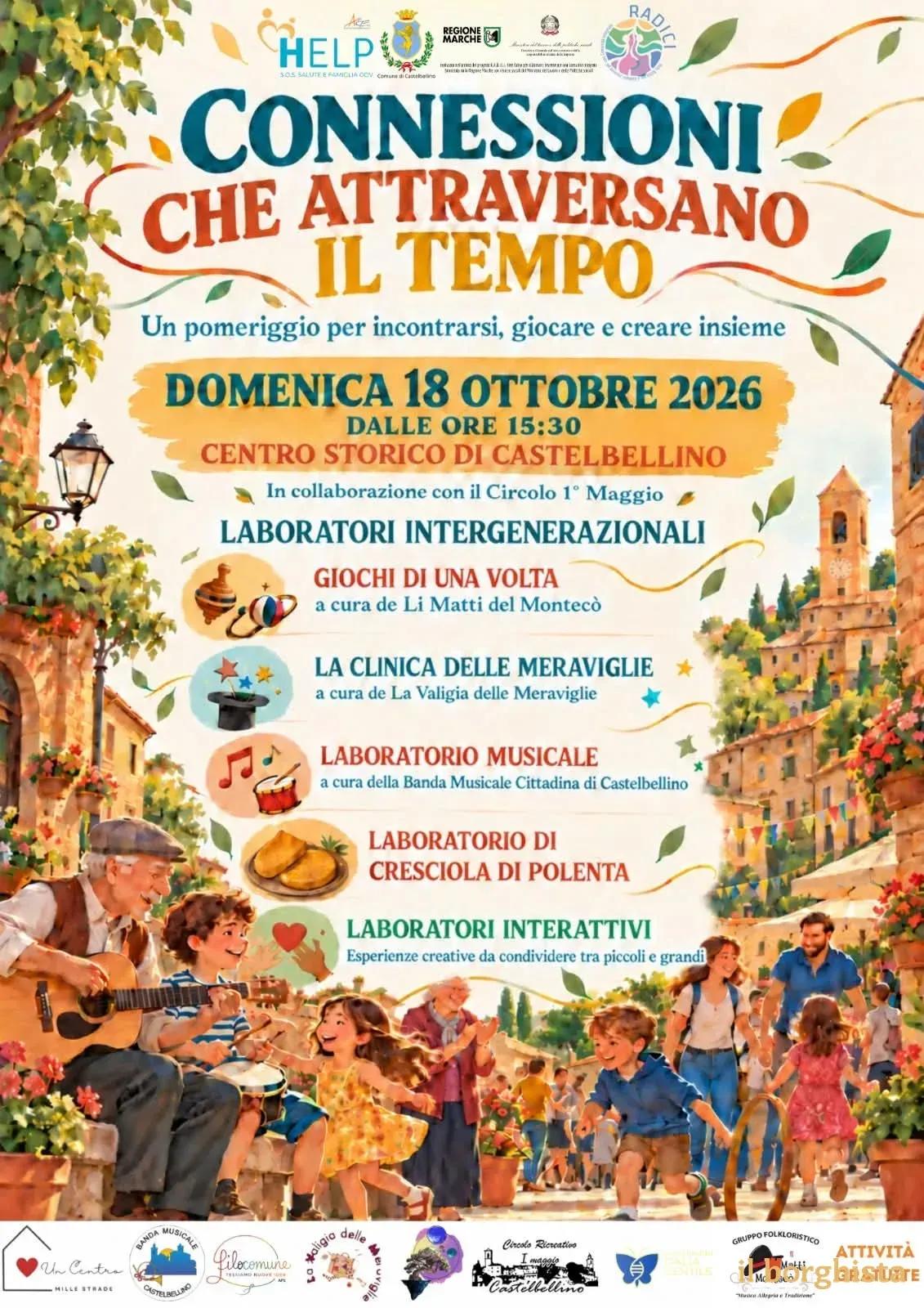 Locandina Connessioni che attraversano il tempo 2026 a Castelbellino (Ancona)