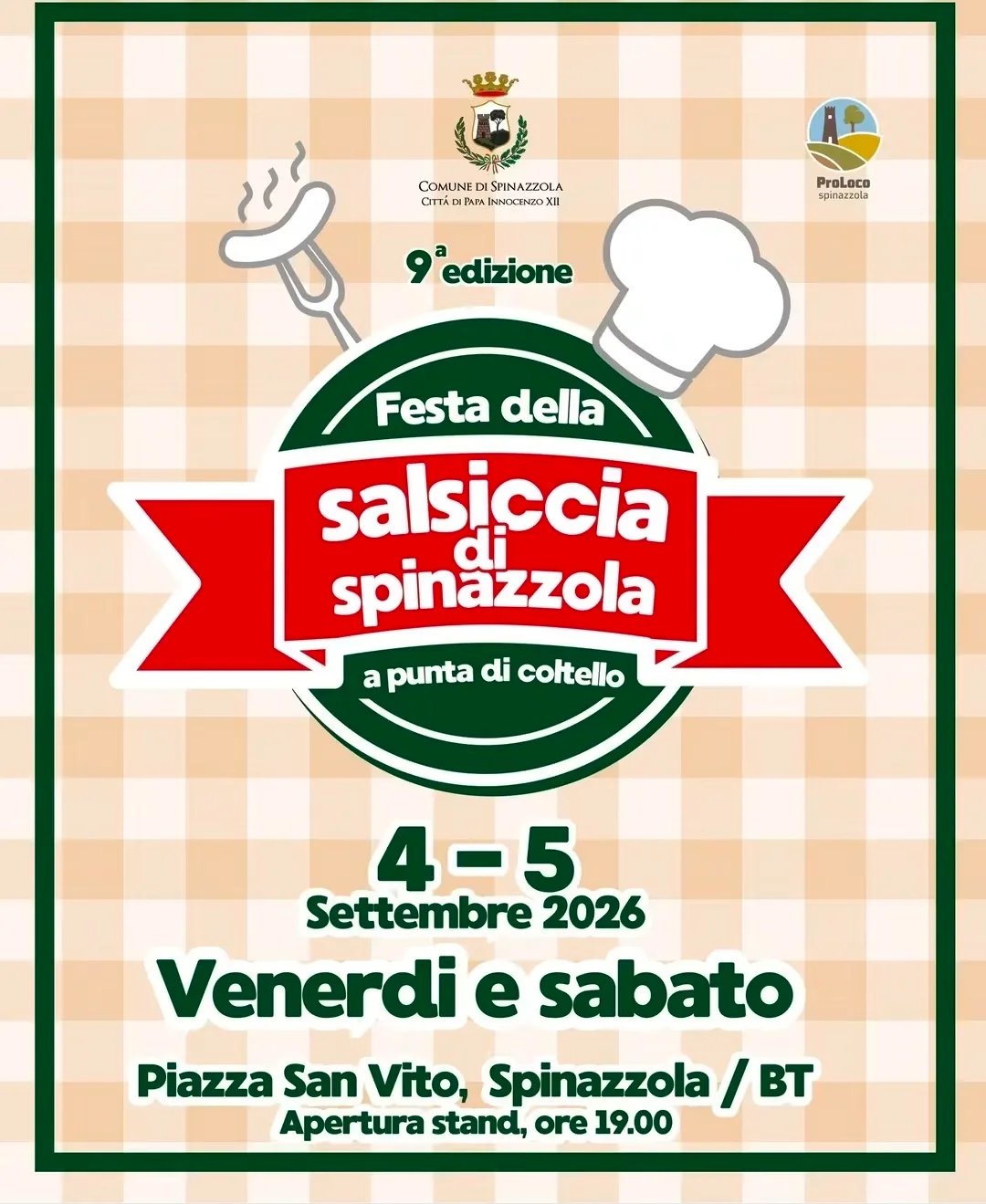 Locandina 9ª Festa della salsiccia di Spinazzola 2026 a Spinazzola (Barletta-Andria-Trani)