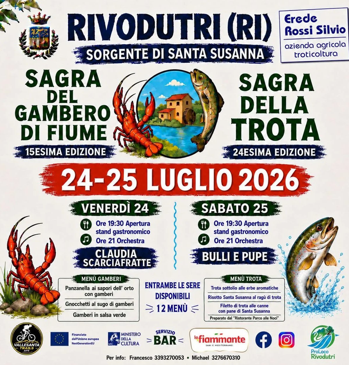 Locandina 24ª Sagra della Trota 2026 a Rivodutri (Rieti)