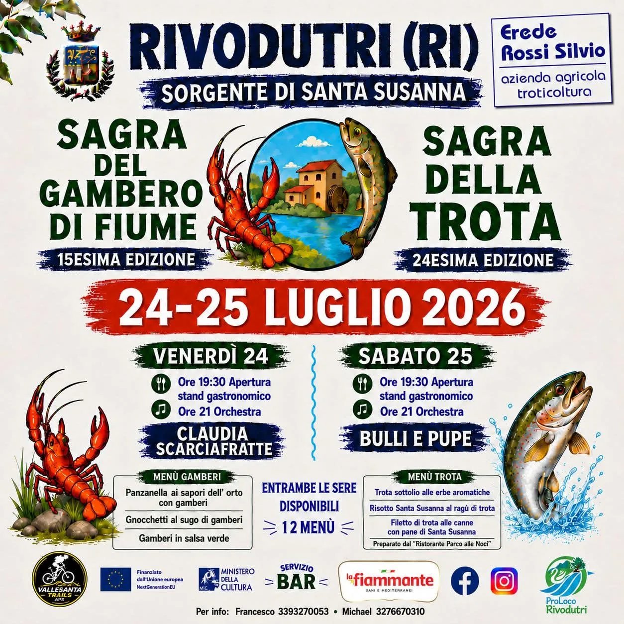 Locandina 24ª Sagra della Trota 2026 a Rivodutri (Rieti)