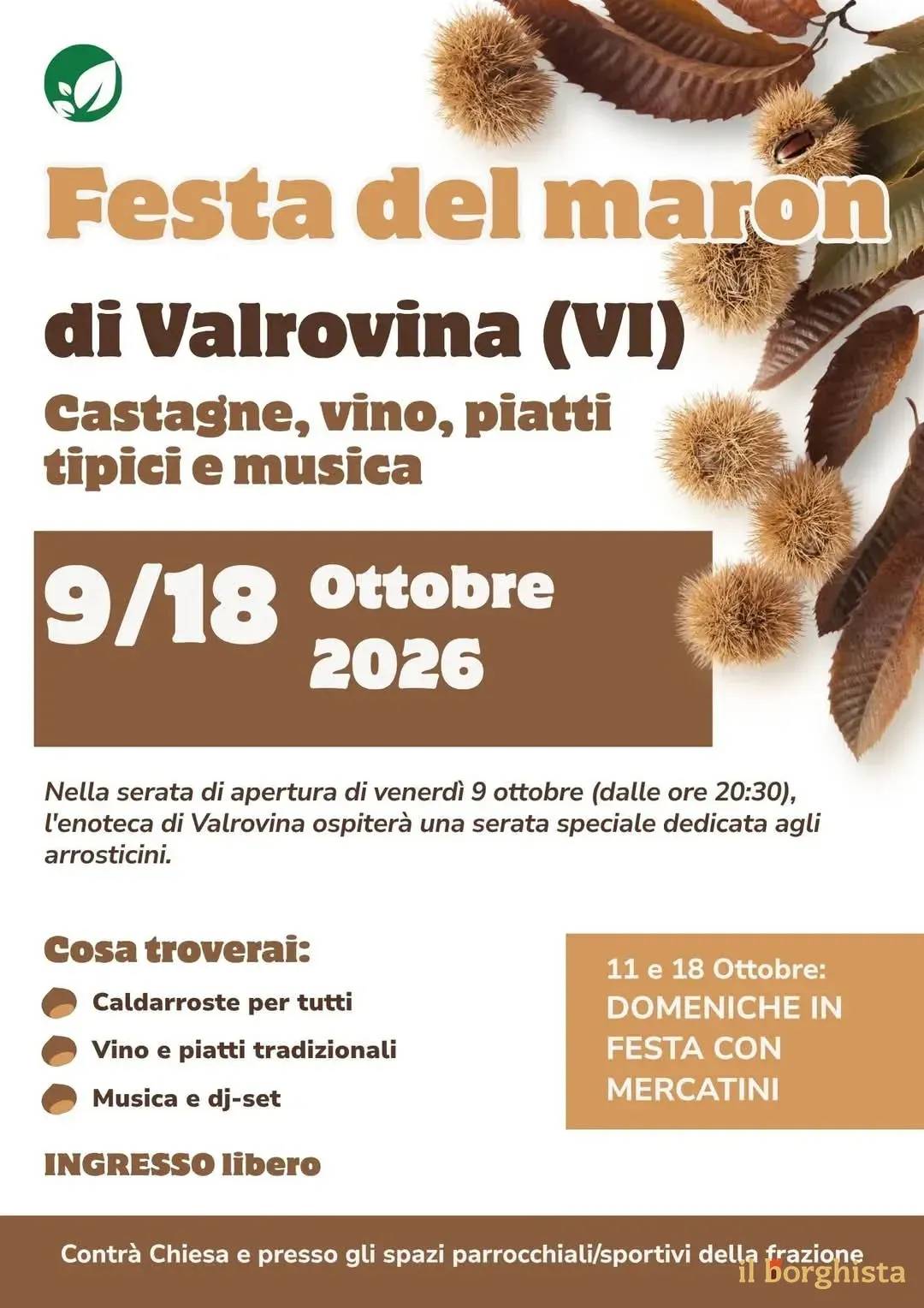 Locandina Festa del maron 2026 a Bassano del Grappa (Vicenza)