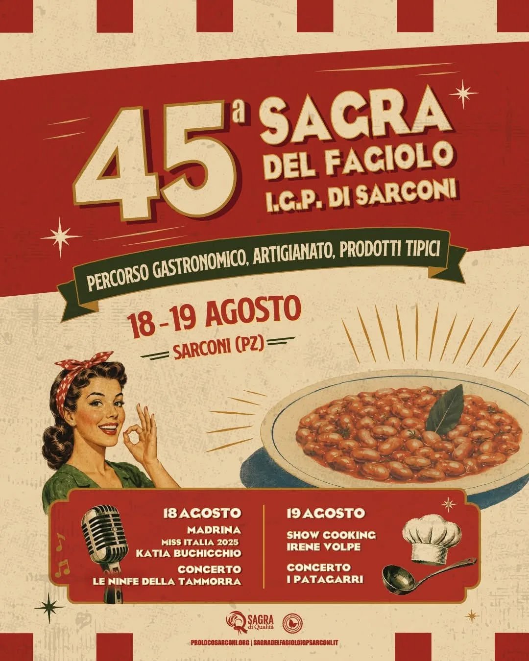 Locandina 45ª Sagra del Fagiolo I.G.P. di Sarconi 2026 a Sarconi (Potenza)