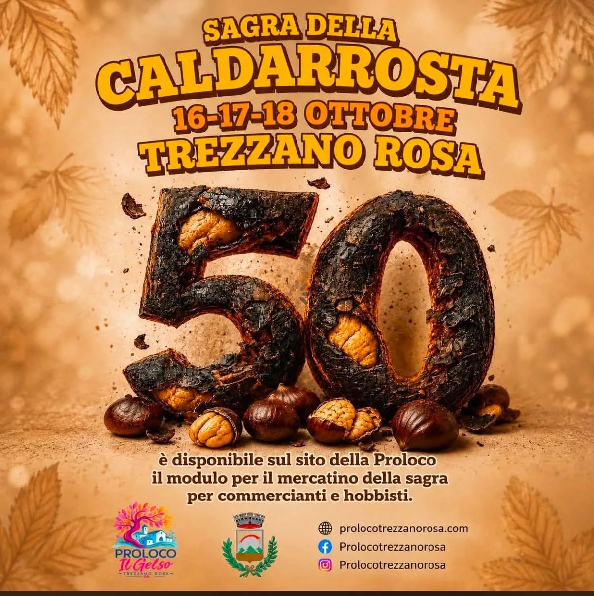 Locandina 50ª Sagra della Caldarrosta 2026 a Trezzano Rosa (Milano)