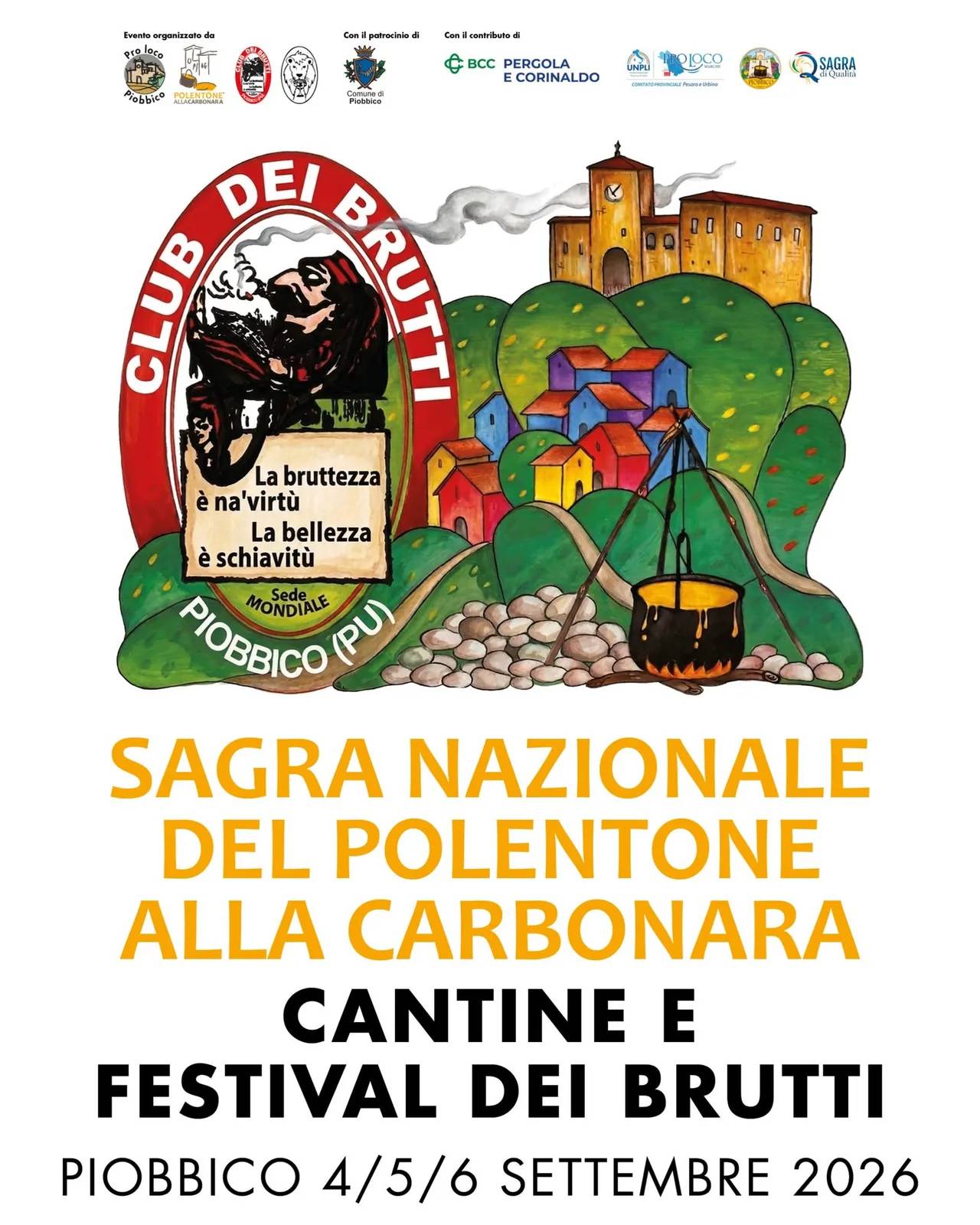 Locandina Sagra Nazionale del Polentone alla Carbonara 2026 a Piobbico (Pesaro e Urbino)