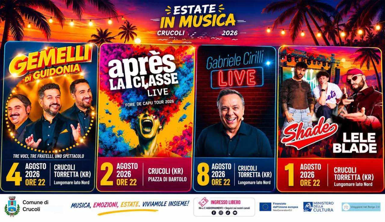 Locandina Shade e Lele Blade Live 2026 — Estate in Musica Crucoli a Crucoli (Crotone)
